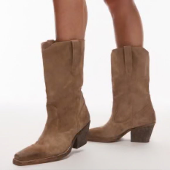 Bronx Ky-rie slouchy western Cowgirl boots in chestnut brown suede Size 10 - Picture 2 of 10